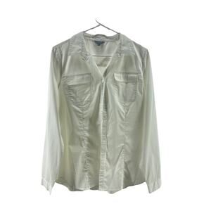 Bogari White Button Down Long Sleeve Shirt Women's Size Large